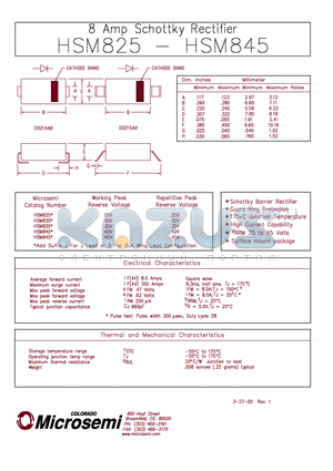 HSM830 datasheet - 8 Amp Schottky Rectifier