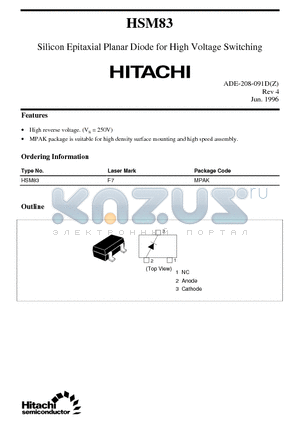 HSM83 datasheet - Silicon Epitaxial Planar Diode for High Voltage Switching