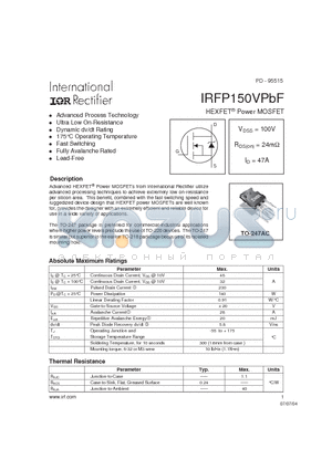 IRFP150VPBF datasheet - HEXFET Power MOSFET