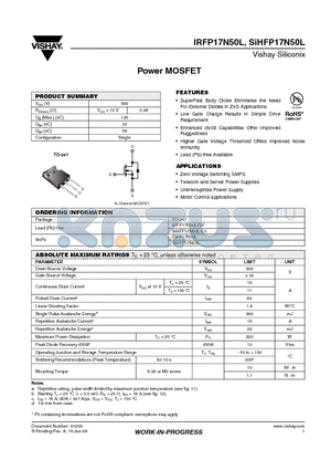 IRFP17N50L datasheet - Power MOSFET