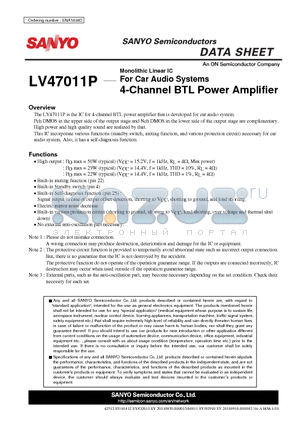 LV47011P datasheet - 4-Channel BTL Power Amplifier