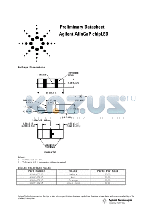 HSMA-C265 datasheet - AlInGaP chipLED