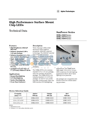 HSMA-S660 datasheet - High Performance Surface Mount Chip LEDs