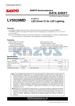 LV5029MD datasheet - LED Driver IC for LED Lighting