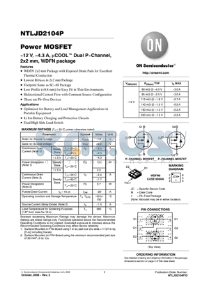 NTLJD2104PTAG datasheet - Power MOSFET