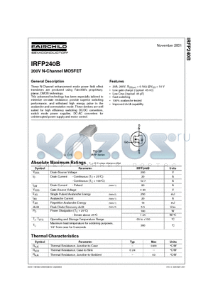 IRFP240B datasheet - 200V N-Channel MOSFET