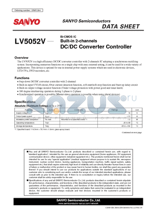 LV5052V datasheet - DC/DC Converter Controller