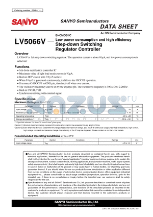 LV5066V datasheet - Bi-CMOS IC Low power consumption and high efficiency Step-down Switching Regulator Controller