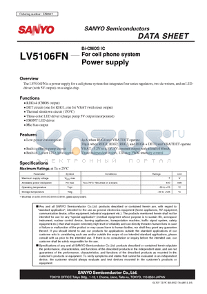 LV5106FN datasheet - Bi-CMOS IC For cell phone system Power supply