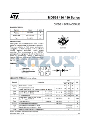 MDS35 datasheet - DIODE / SCR MODULE