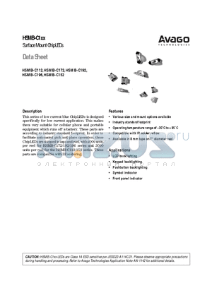 HSMB-C196 datasheet - Surface Mount ChipLEDs