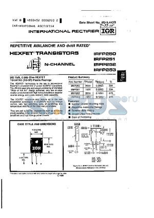 IRFP253 datasheet - N-Channel(Hexfet Transistors)