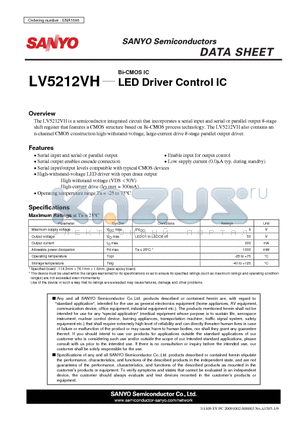 LV5212VH datasheet - Bi-CMOS IC LED Driver Control IC