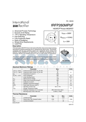 IRFP260MPBF datasheet - HEXFET^ Power MOSFET