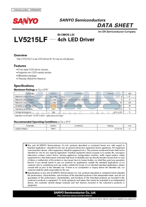 LV5215LF datasheet - 4ch LED Driver