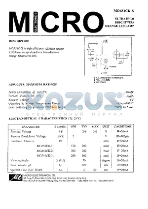 MOZ51CK-X datasheet - ULTRA HIGH BRIGHTNESS ORANGE LED LAMP