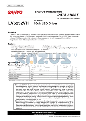 LV5232VH datasheet - 16ch LED Driver