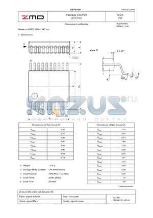 MDS757 datasheet - Package SSOP20