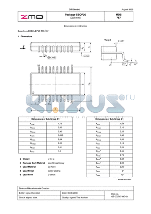 MDS767 datasheet - Package SSOP20