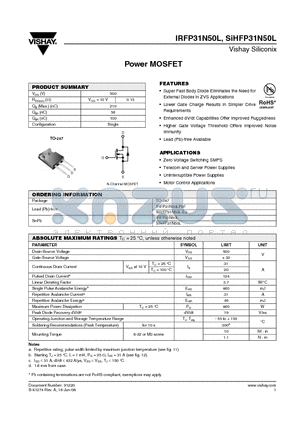 IRFP31N50L datasheet - Power MOSFET