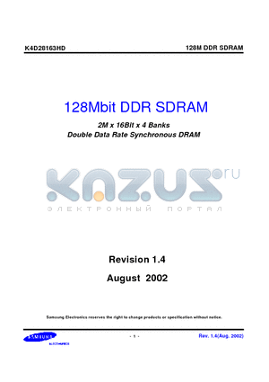 K4D28163HD-TC60 datasheet - 128Mbit DDR SDRAM