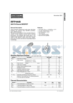 IRFP440B datasheet - 500V N-Channel MOSFET