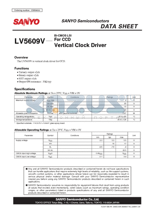 LV5609V datasheet - Bi-CMOS LSI For CCD Vertical Clock Driver