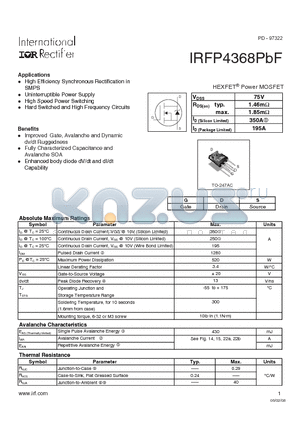 IRFP4368PBF datasheet - HEXFET Power MOSFET