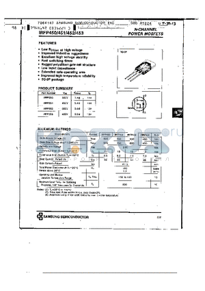IRFP450 datasheet - N-CHANNEL POWER MOSFETS