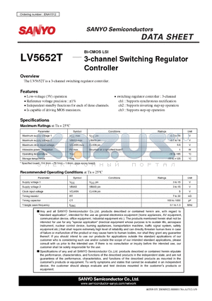 LV5652T datasheet - 3-channel Switching Regulator Controller
