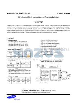 K4E640812B datasheet - 8M x 8bit CMOS Dynamic RAM with Extended Data Out