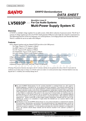LV5693P datasheet - For Car Audio Systems Multi-Power Supply System IC