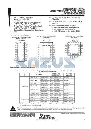 LV573A datasheet - OCTAL TRANSPARENT D-TYPE LATCHES WITH 3-STATE OUTPUTS