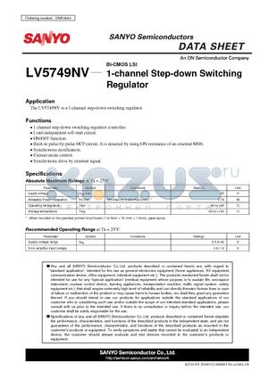 LV5749NV datasheet - 1-channel Step-down Switching Regulator