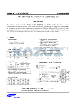 K4E641612C-TC50 datasheet - 4M x 16bit CMOS Dynamic RAM with Extended Data Out