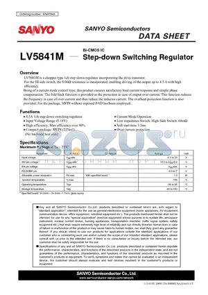 LV5841M datasheet - Bi-CMOS IC Step-down Switching Regulator