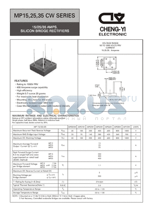 MP01W datasheet - 15/25/35 AMPS. SILICON BRIDGE RECTIFIERS