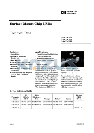 HSMD-C670 datasheet - Surface Mount Chip LEDs