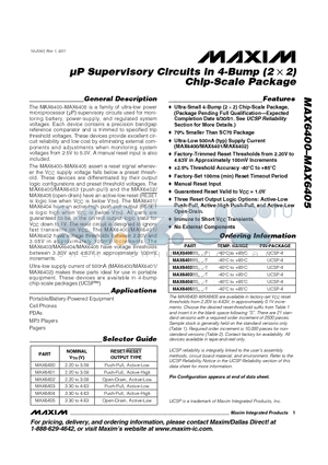 MAX6404BS__-T datasheet - lP Supervisory Circuits in 4-Bump (2 x 2) Chip-Scale Package