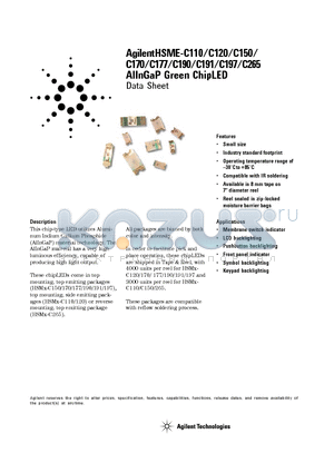 HSME-C170 datasheet - AlInGaP Green ChipLED