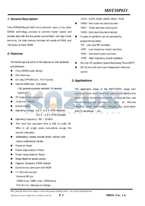 MDT10P651 datasheet - MDT10P651