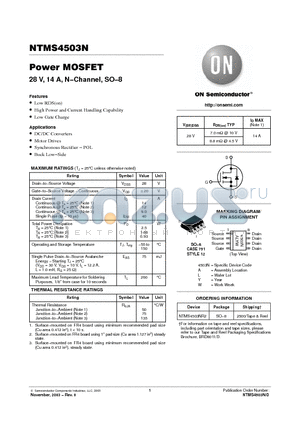 NTMS4503NR2 datasheet - Power MOSFET
