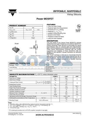 IRFPC60LC datasheet - Power MOSFET