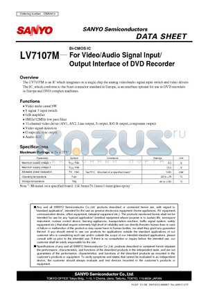 LV7107M datasheet - Bi-CMOS IC For Video/Audio Signal Input/ Output Interface of DVD Recorder