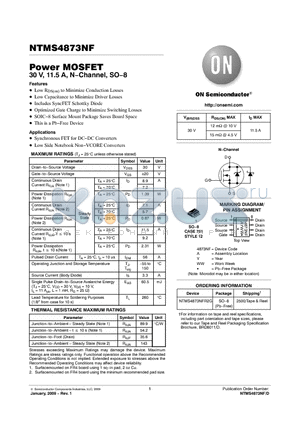 NTMS4873NF datasheet - Power MOSFET 30 V, 11.5 A, N−Channel, SO−8