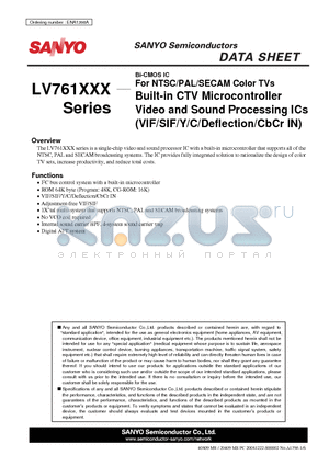 LV761222F datasheet - Built-in CTV Microcontroller Video and Sound Processing ICs