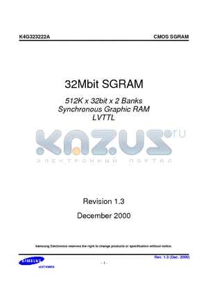 K4G323222A datasheet - 32Mbit SGRAM