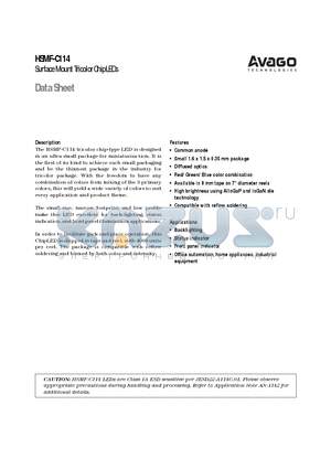 HSMF-C114 datasheet - Surface Mount Tricolor ChipLEDs