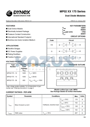 MP02XX175-08 datasheet - Dual Diode Modules