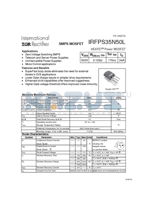 IRFPS35N50L datasheet - HEXFET Power MOSFET